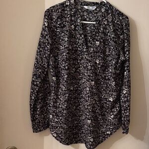 Old Navy Black and Cream Floral Tunic